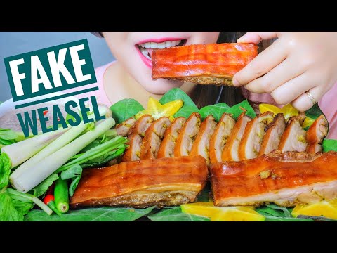 ASMR GRILLED FAKE WEASEL FROM WILD PORK ,  EATING SOUNDS | LINH-ASMR