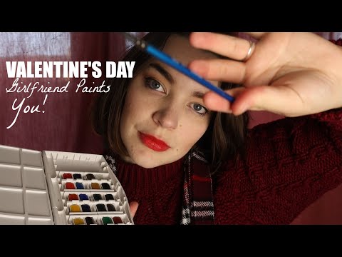 ASMR Your Girlfriend Paints You! Valentines Roleplay [Binaural]