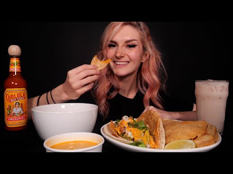 ASMR MUKBANG 먹방 | Crunchy Chips & Queso, Tostaco & Mulitas