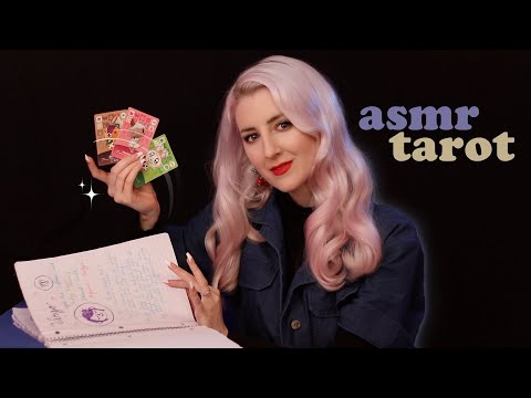 ASMR Tarot Reading but it's all Cozy Nonsense (whispering, crinkle notebook, cards)