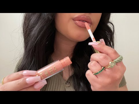 ASMR Lipgloss, mouth sounds, tapping + brushing