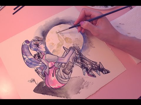 Painting Widowmaker with Watercolours (ASMR whispering/painting sounds)
