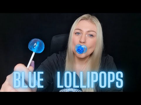 ASMR 🍭BLUE LOLLIPOPS💙 EATING SOUNDS