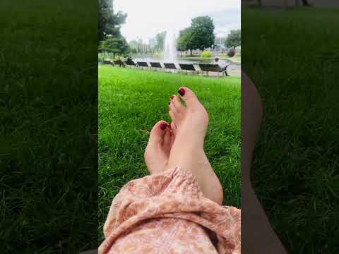 ASMR bare feet in grass happy