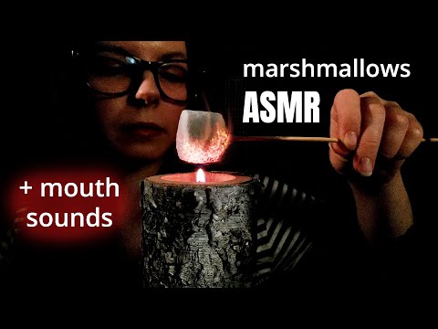 ASMR Roasting Marshmallows with mouth sounds and eating