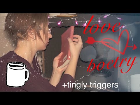 ASMR - sleepily reading love poetry w/ a cup of tea | tapping, paper sounds, soft-spoken