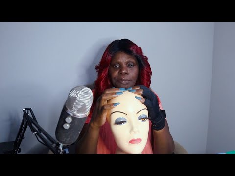 SCRATCHING MANNEQUIN HEAD WITH NAILS ASMR CHEWING GUM SOUNDS