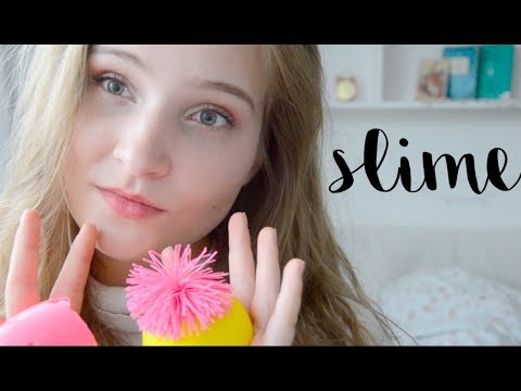 ASMR playing with slime and squishies ★ sticky sounds, inaudible whispering