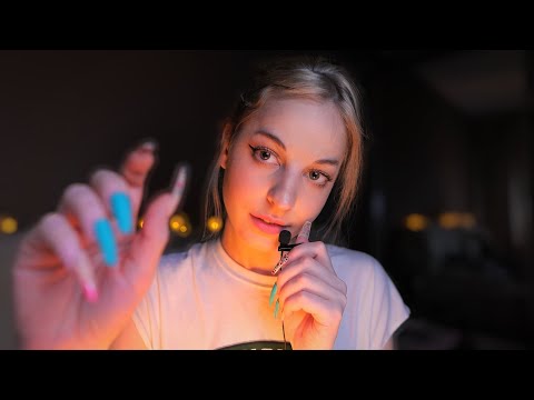ASMR💗Very Clicky Whispering with Lapel Mic and Gentle Hand Movements💗 (soft ramble, semi inaudible )