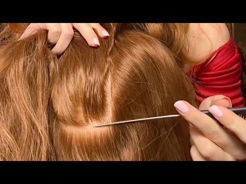 ASMR Checking your scalp! Soft spoken sensitivity testing (hair parting, combing and scratching)