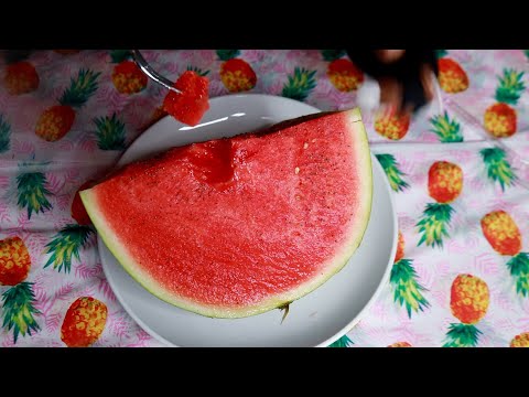 Chia Seeds On Watermelon ASMR Eating Sounds