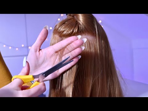 ASMR| Giving you a relaxing Haircut 💇‍♀️ 😴 Hair brushing and scissors sounds (Whisper) #asmr
