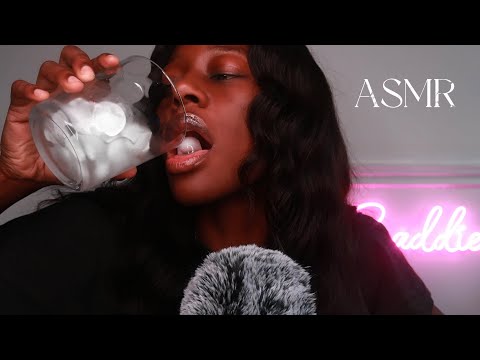 ASMR EATING ICE CUBES & GARGLING * My Mouth Couldn't Hold All The Water! 😜