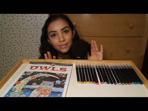 ASMR | Whispered Ramble With Candy | Coloring & Reading Facts about Owls | Ear-to-Ear