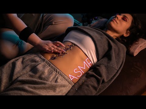 😴 ASMR Belly Massage and Soothing Touching and Brushing (Whispering)