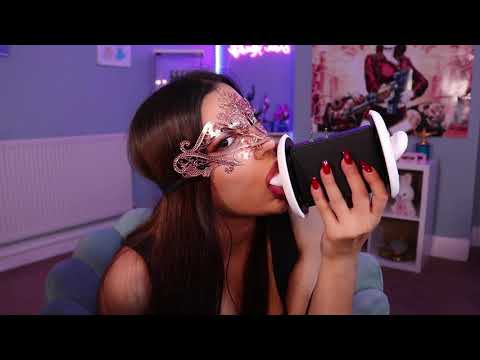 ASMR Masked Girl Doing Aggressive and Loud Ear Licking