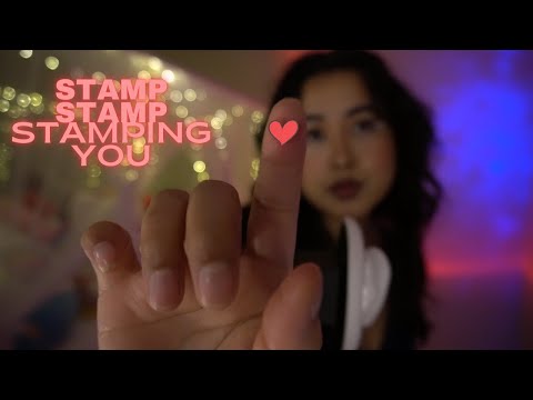 ASMR | 14 mins of Stamping you to sleep🥰💤 ( hand visuals, mouth sounds, stamps💙,⭐,☺️)