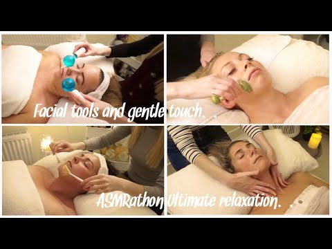 ASMRathon! 1 hour of facial tools & gentle facial massage | Jade roller, Ice globes (soft spoken)