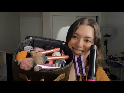 ASMR| Getting you ready for your TikTok event (Makeup & hair) Rummaging & brushing sounds 💄