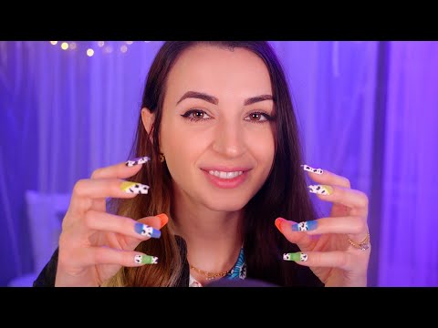 ASMR | Colorful Nails Tapping on YOU, Brushing, Press-On Nails ~