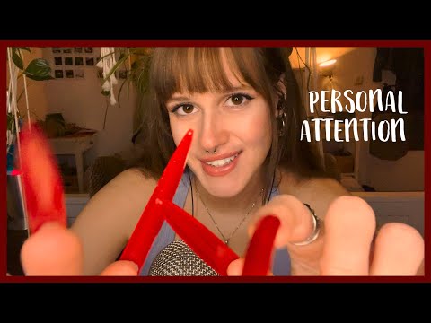 ASMR | face tracing with LONG NAILS | personal attention [german | deutsch]