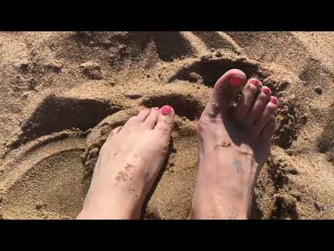 Asmr bare feet in sandy beach