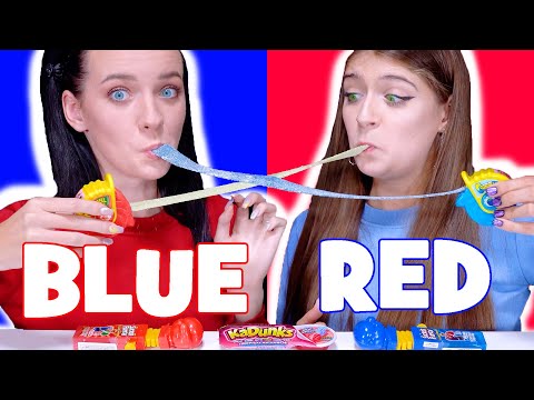 ASMR Red and Blue Candy Food Challenges Mukbang