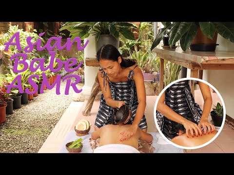 Back Rub Massage Treatment in a garden🌿🥥with Mariet!  (Revitalize, Relax, Heal with nature)