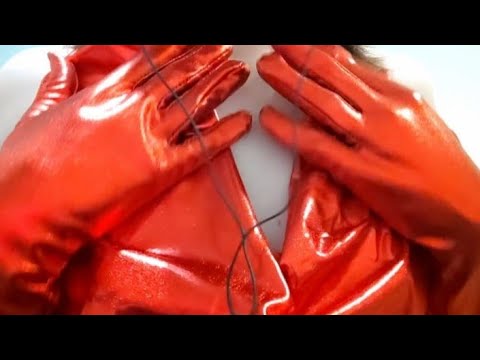 ASMR leather gloves leather dress lipstick ALL RED + countdown to sleep soft spoken
