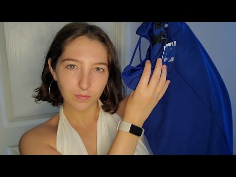 ASMR clothes I'm donating | whispers & fabric sounds | decluttering my life | lofi