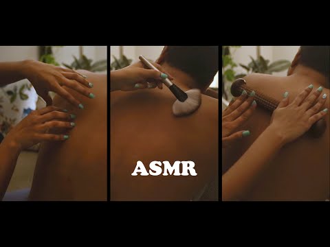 Indian ASMR | tingly back massage, scratching, brushing, wooden roller | whispers