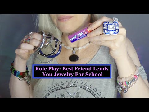 ASMR Gum Chewing Best Friend Lends You Jewelry For 1st Day Of School | Whispered,  Role Play