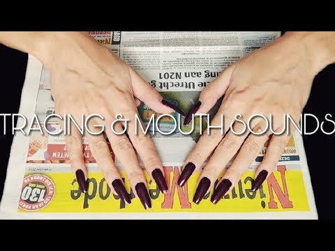 ASMR NEWSPAPER TRACING AND INTENSE CLOSE UP MOUTH SOUNDS  - BINAURAL KISSES