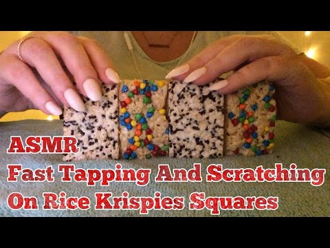 ASMR Fast Tapping And Scratching On Rice Krispies Squares