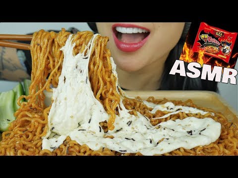 ASMR NUCLEAR X2 FIRE NOODLES + CHEESE (EATING SOUNDS) NO TALKING | SAS-ASMR