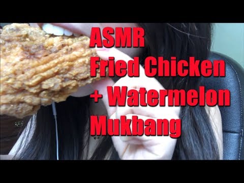 [ASMR] Eat with me! // Mukbang Fried Chicken + Watermelon // Crunching and Eating Sounds
