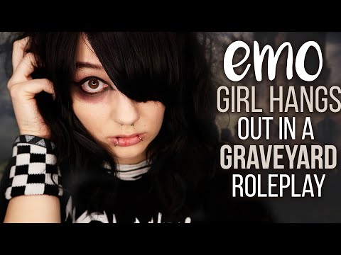 ASMR 👻 EMO GIRL HANGS OUT IN A GRAVEYARD 💀 Pen Chewing, Close Personal Attention, Old Phone Typing