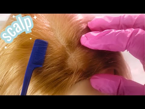 Scalp Check Mannequin Hair Scalp Scratching ASMR No Talking , Head Massage with Gloves , Combing