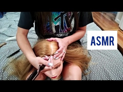 Asmr- Random hair play on mannequin doll (combing, scratching, clipping)