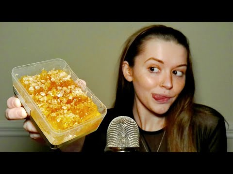 🐝 ASMR Trying Raw Honeycomb 🍯 ~ Sticky Sounds/Mouth Sounds ~