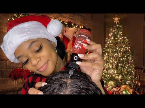 ASMR |🎄Christmas Sleepover | "That" Girl Who Is Obsessed Playing With Your Hair |Scalp Oiling |Afro