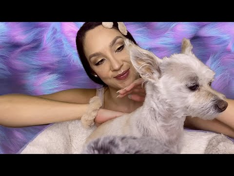 ASMR -  Real and Faux Fur Scratching and Rubbing Sounds with my Puppy