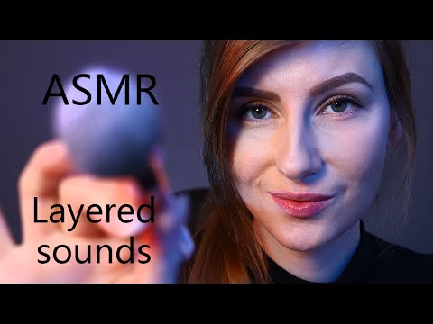 ASMR Face Brushing and touching ❤️ LAYERED SOUNDS ❤️ + (close up)