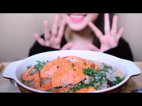 ASMR Crab Thick Rice Noodle Soup EATING SOUNDS No Talking| LINH-ASMR