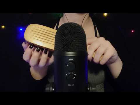 ASMR - Tapping & Scratching On A Wooden Brush [No Talking]