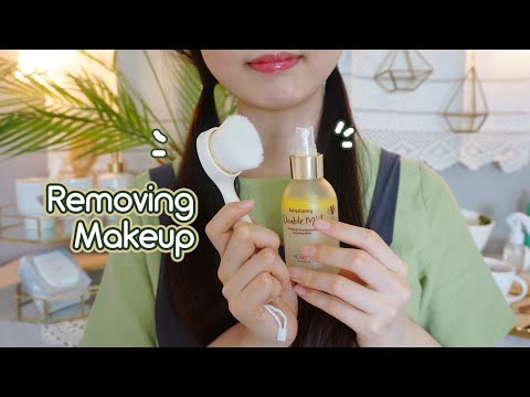 ASMR Peaceful Makeup Removing Time🌿 gentle facial massage