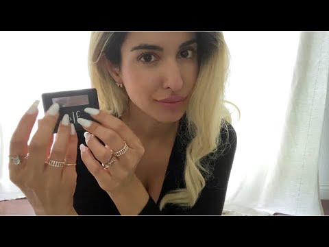 ASMR What's in My Makeup Bag - Tapping and Rummaging (Whispered)