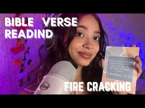 ASMR| BIBLE READING + FIRE CRACKLING SOUNDS (WHISPERING) TAPPING 📖 🔥