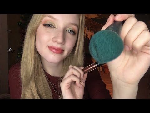 [ASMR] doing your festive party makeup 🎁🎄~ personal attention, brush sounds