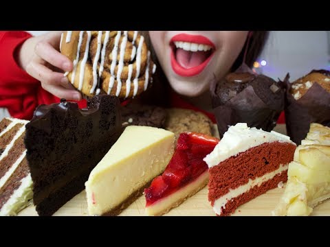 ASMR STARBUCKS DESSERTS | Cinnamon Roll, Chocolate Cake, Red Velvet, Muffins (Eating Sounds)